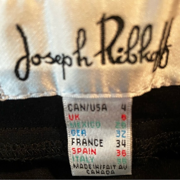 Joseph Ribkoff Pull On Mid Rise Black Leggings with Brown Faux Suede, size 4 Y2K - Picture 4 of 7